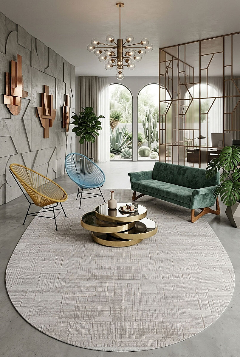 Luxera Modern Perfectly Yün Tuşeli Akrilik Oval Halı Lu04 Bej 