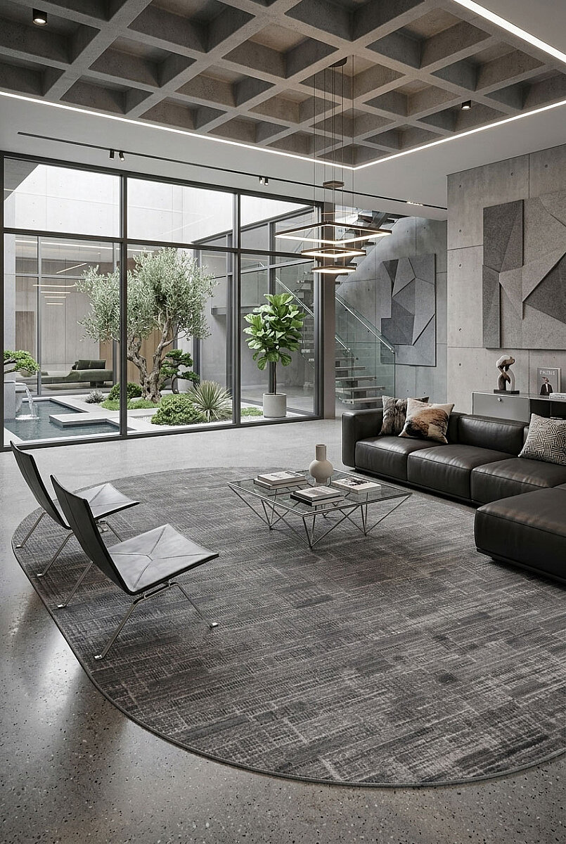 Luxera Modern Perfectly Yün Tuşeli Akrilik Oval Halı Lu06 Antrasit 
