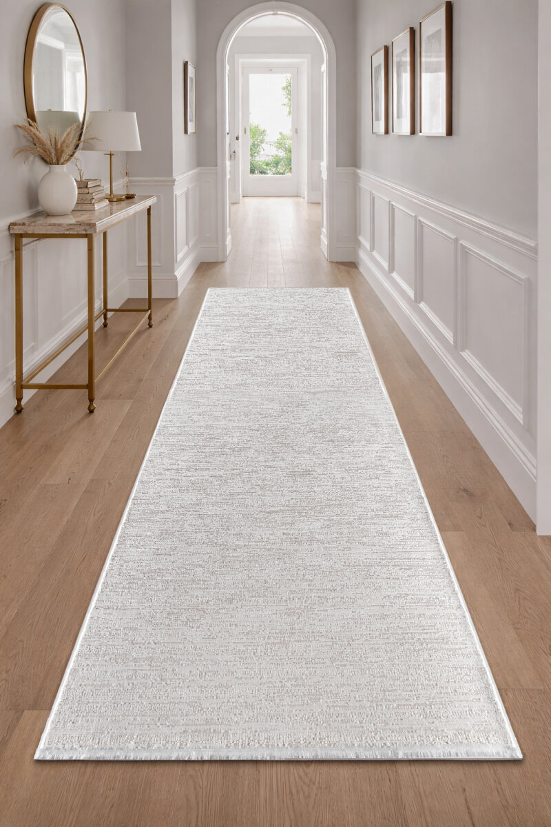 Luxera Modern Perfectly Yün Tuşeli Akrilik Yolluk Özel Ölçü Kesme Halı Lu03 Krem 