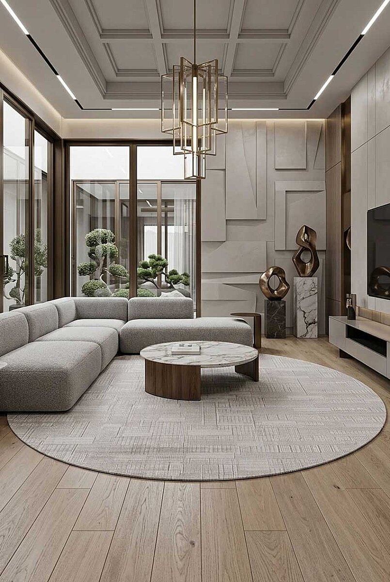 Luxera Modern Perfectly Yün Tuşeli Akrilik Yuvarlak Halı Lu04 Bej 
