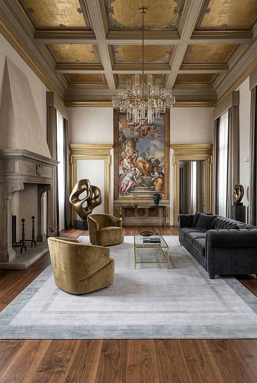 Luxury Diamond Modern Rönesans Viskon Halı Da01 Gri - 1