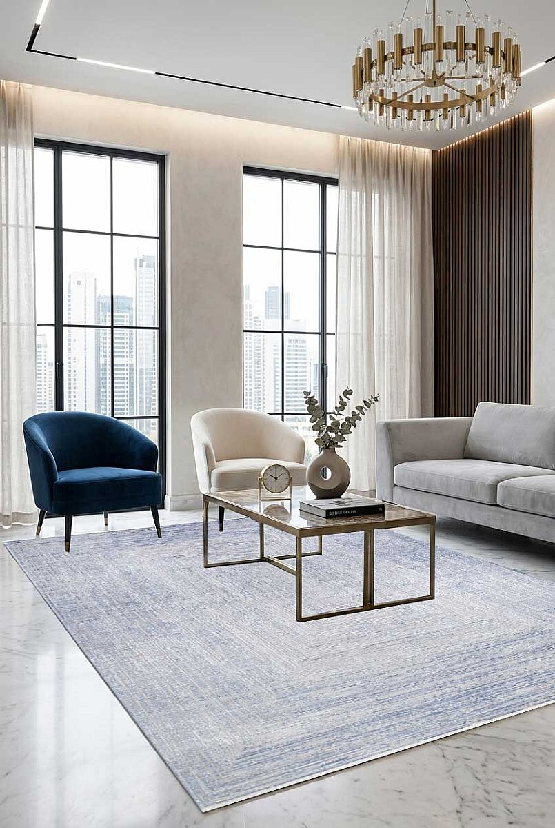 Luxury Diamond Modern Rönesans Viskon Halı Da02 Mavi 