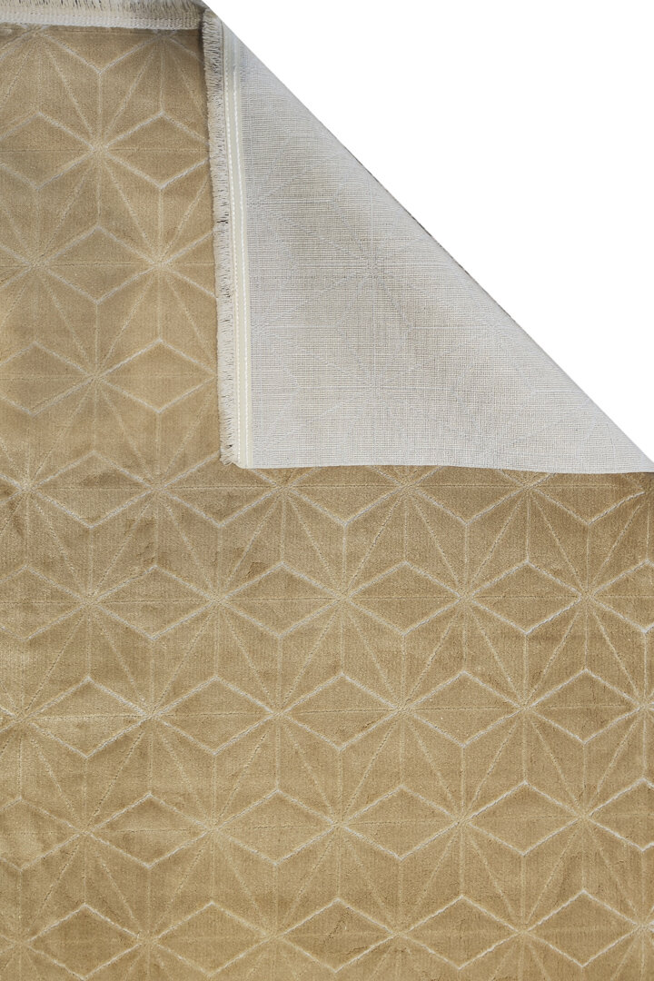 Modern Belmond Sade Tek Renk İpeksi Bambu Halı Bl01 Gold - 6