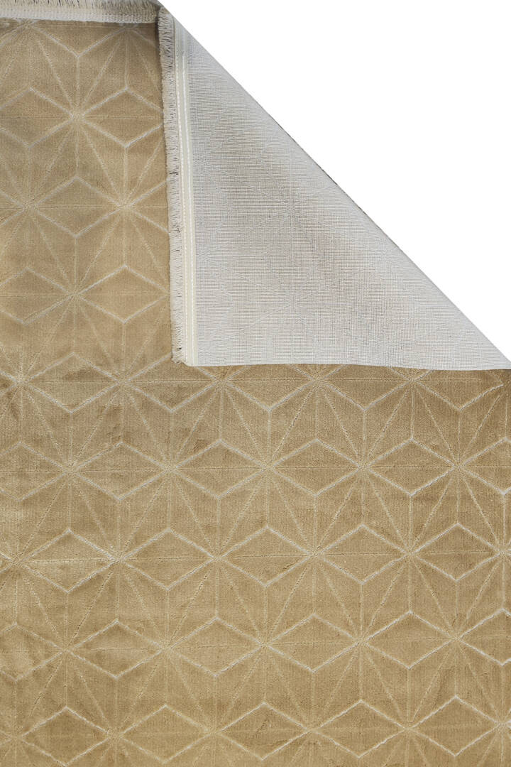 Modern Belmond Sade Tek Renk İpeksi Bambu Halı Bl01 Gold - 6