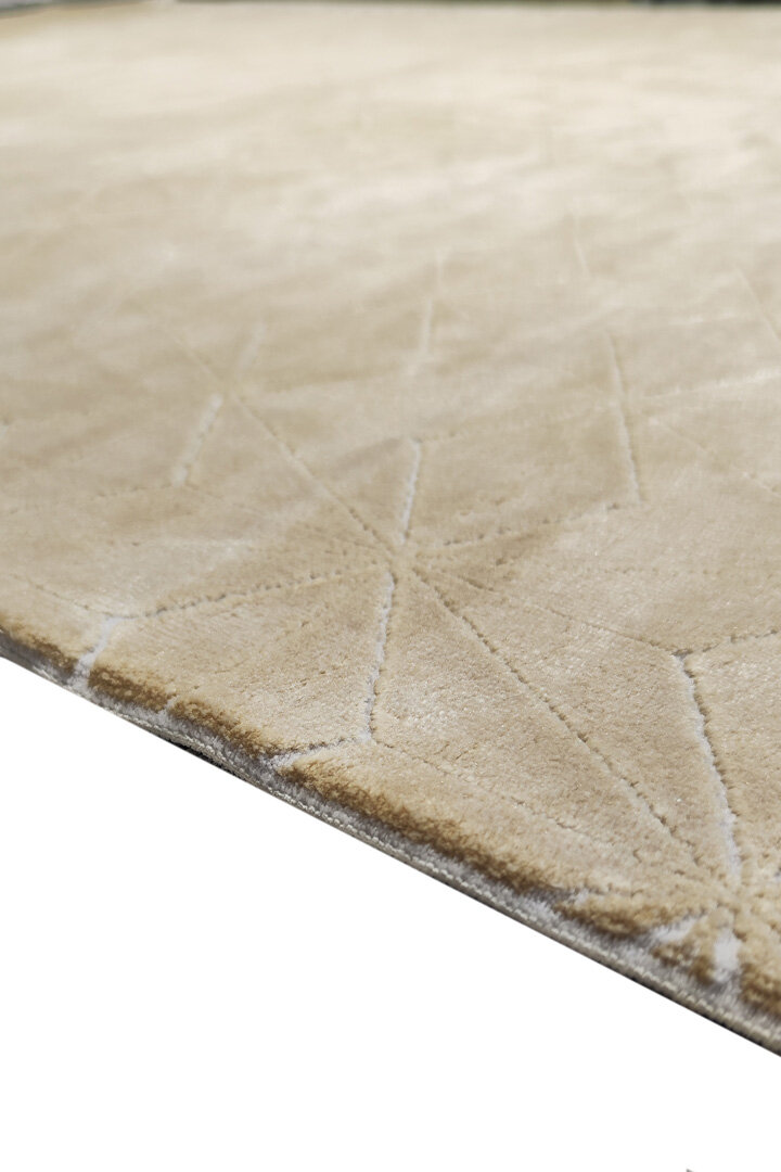 Modern Belmond Sade Tek Renk İpeksi Bambu Halı Bl01 Gold - 4