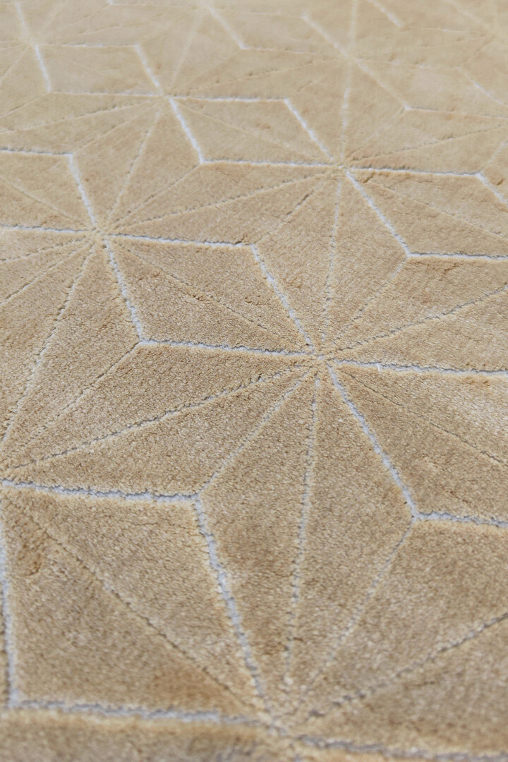 Modern Belmond Sade Tek Renk İpeksi Bambu Halı Bl01 Gold - 5