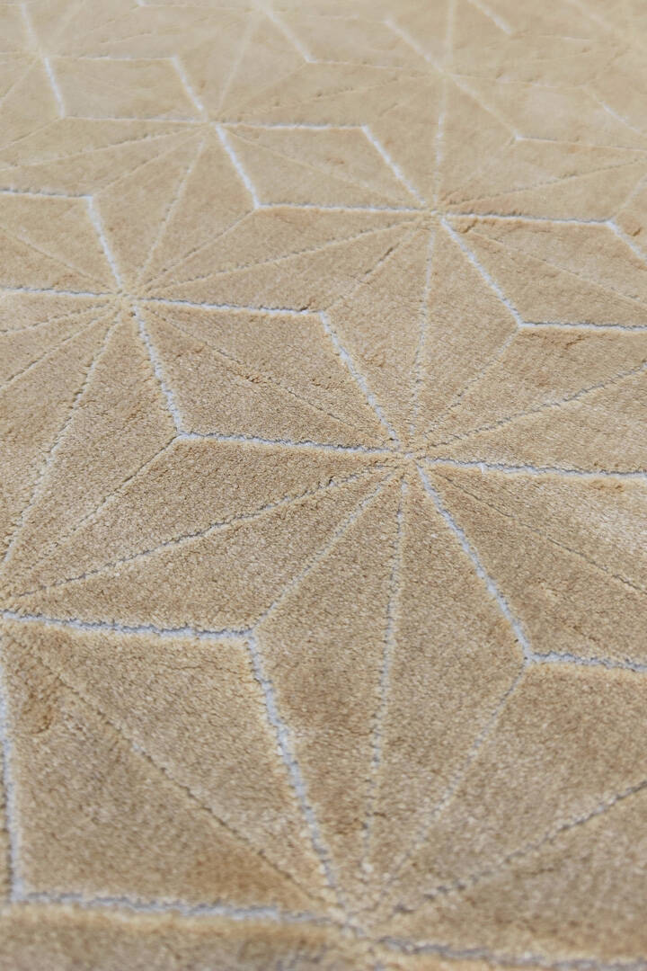 Modern Belmond Sade Tek Renk İpeksi Bambu Halı Bl01 Gold - 5