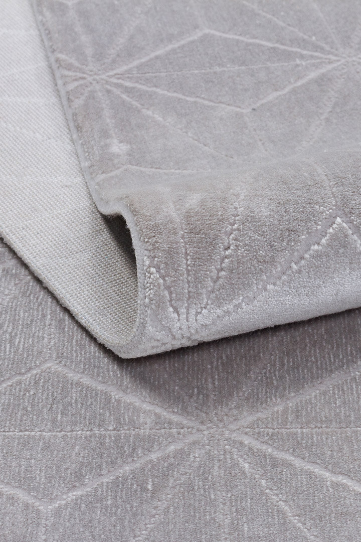 Modern Belmond Sade Tek Renk İpeksi Bambu Halı Bl01 Gri - 4