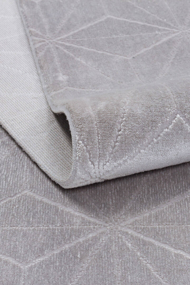 Modern Belmond Sade Tek Renk İpeksi Bambu Halı Bl01 Gri - 4