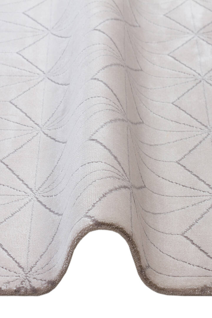 Modern Belmond Sade Tek Renk İpeksi Bambu Halı Bl01 Krem - 3