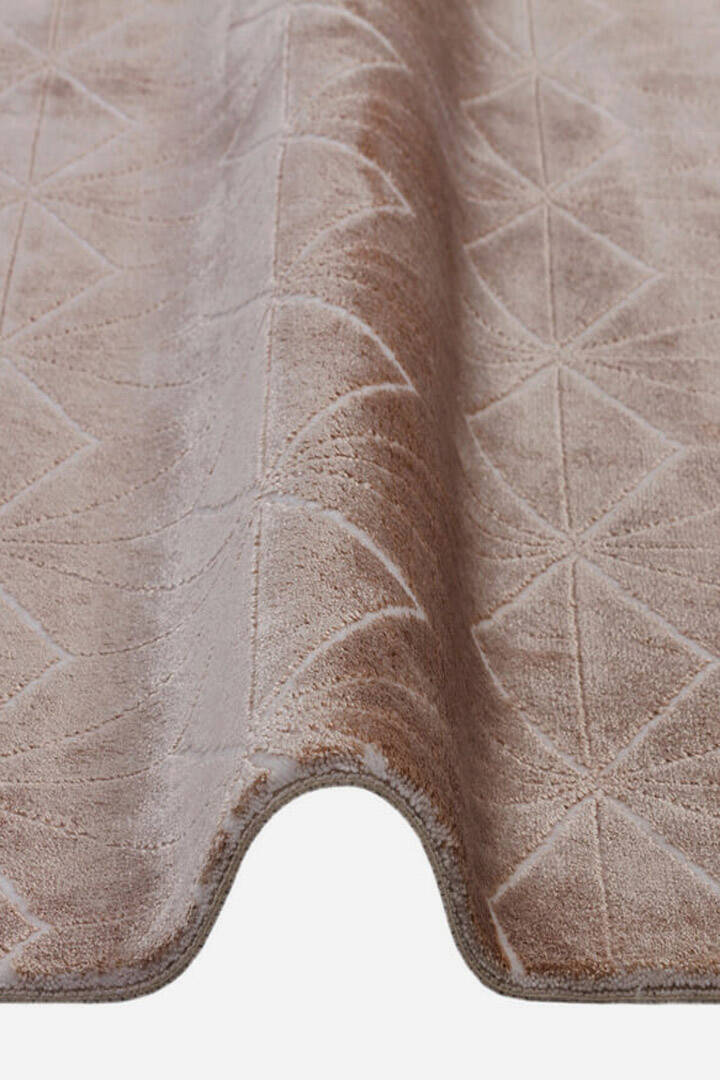 Modern Belmond Sade Tek Renk İpeksi Bambu Halı Bl01 Vizon - 3