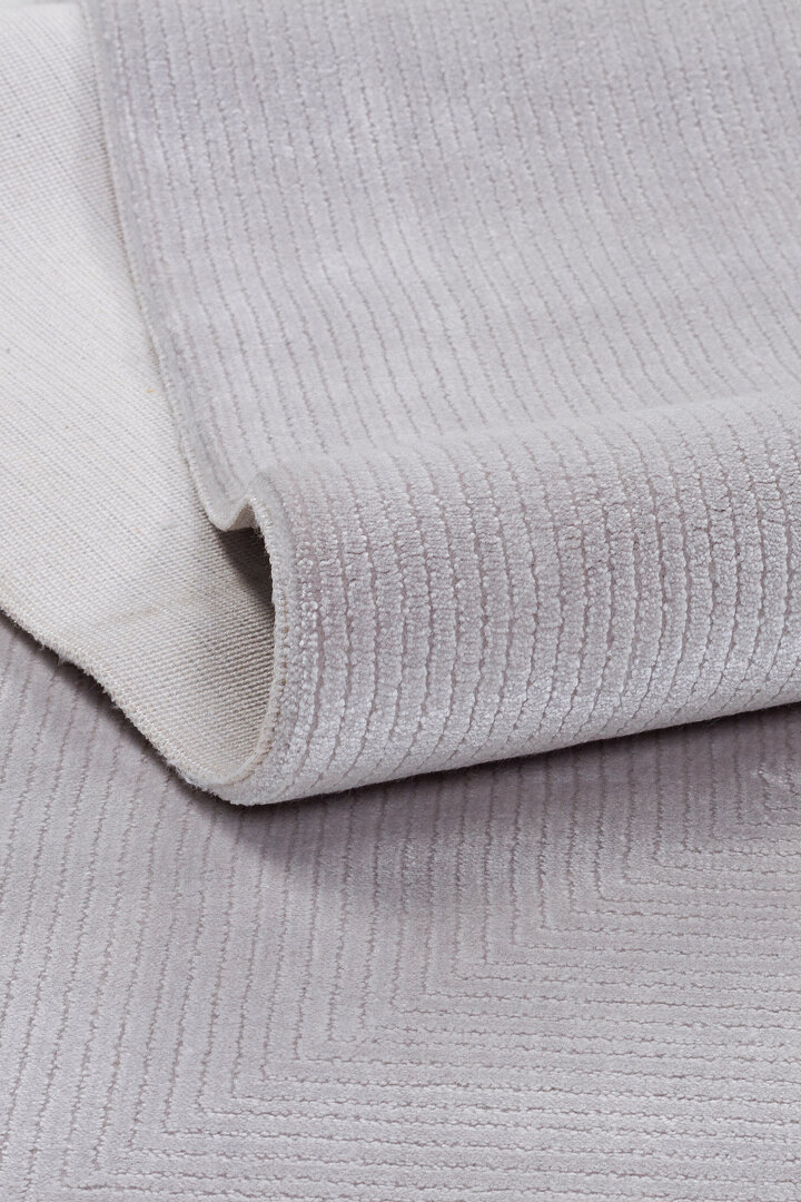 Modern Belmond Sade Tek Renk İpeksi Bambu Halı Bl02 Gri - 4