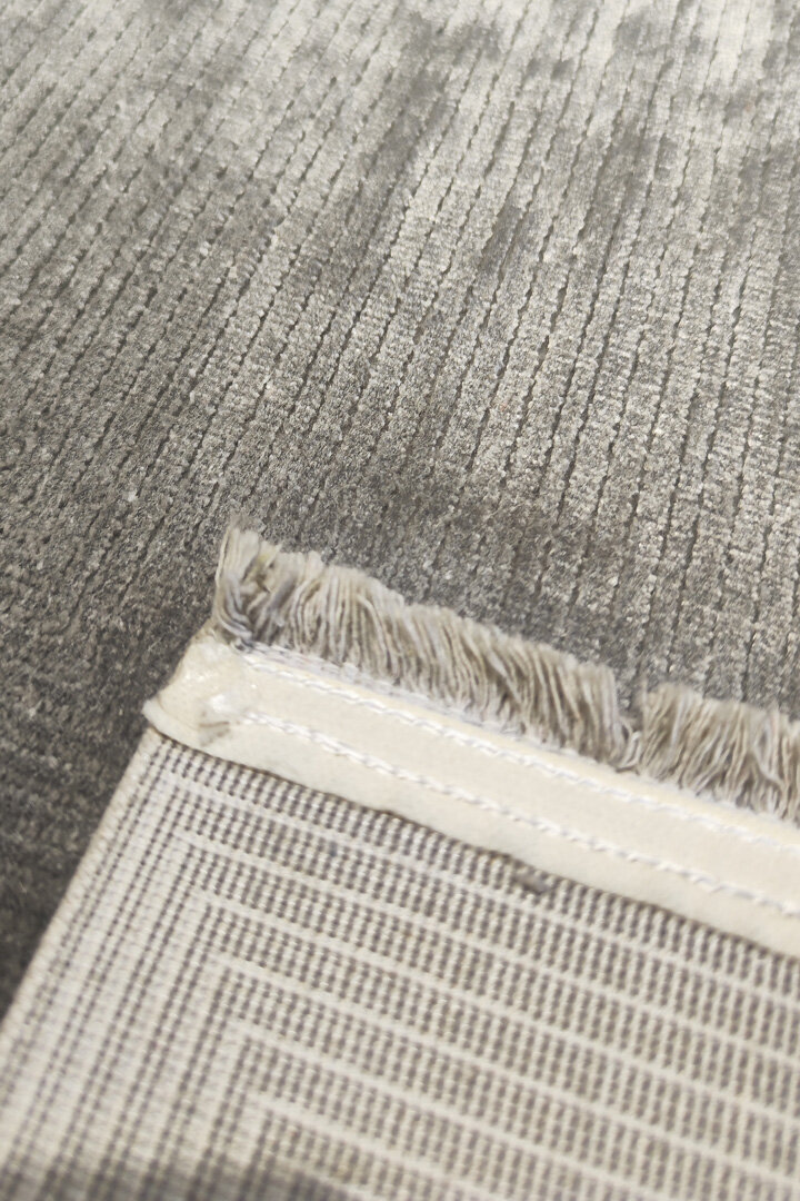 Modern Belmond Sade Tek Renk İpeksi Bambu Halı Bl02 Koyu Gri - 4