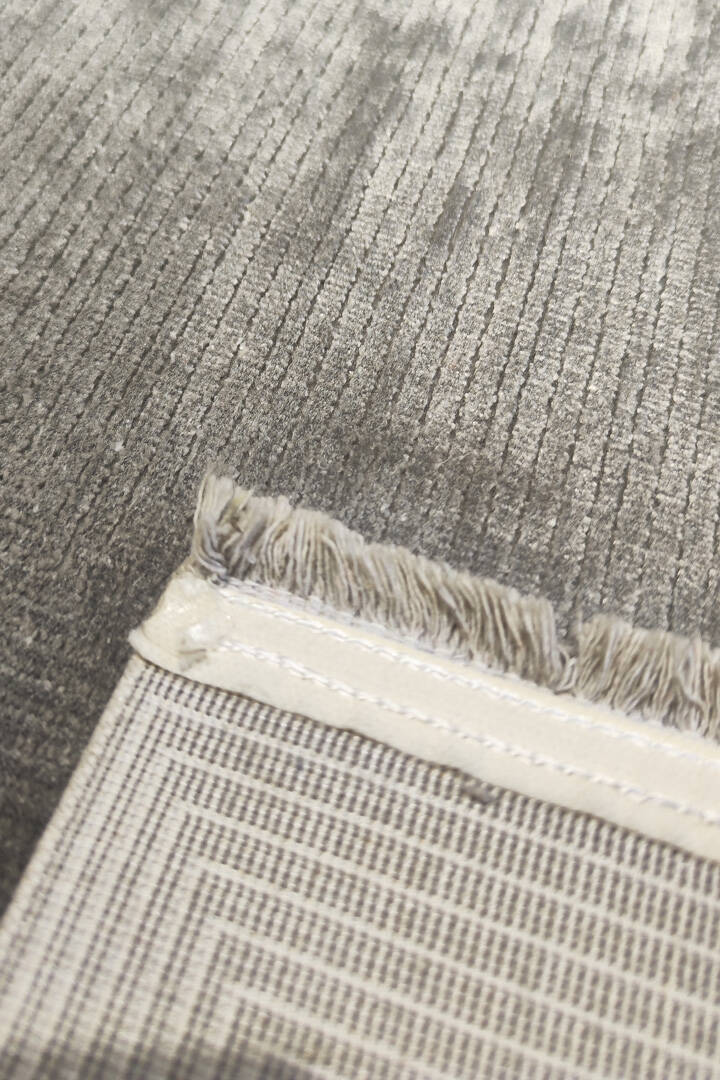 Modern Belmond Sade Tek Renk İpeksi Bambu Halı Bl02 Koyu Gri - 4