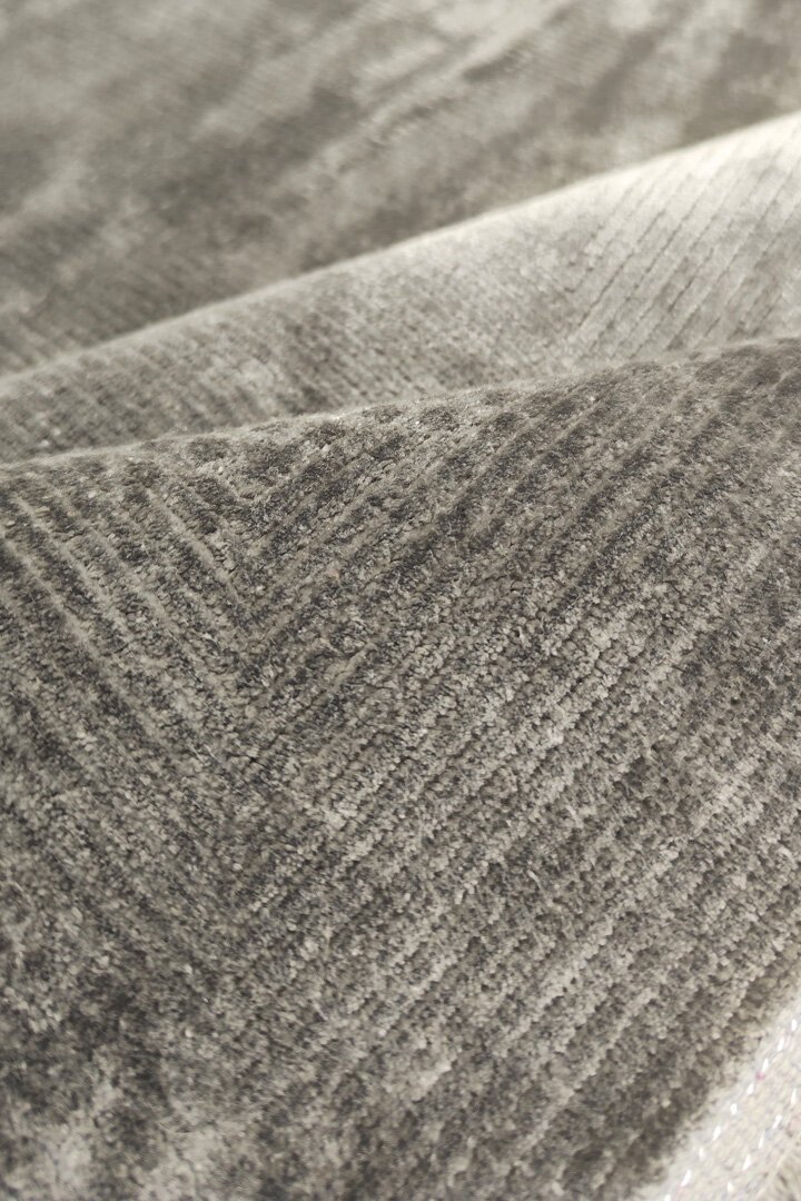 Modern Belmond Sade Tek Renk İpeksi Bambu Halı Bl02 Koyu Gri - 5