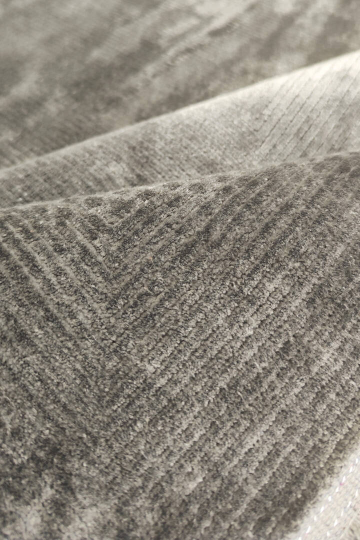 Modern Belmond Sade Tek Renk İpeksi Bambu Halı Bl02 Koyu Gri - 5