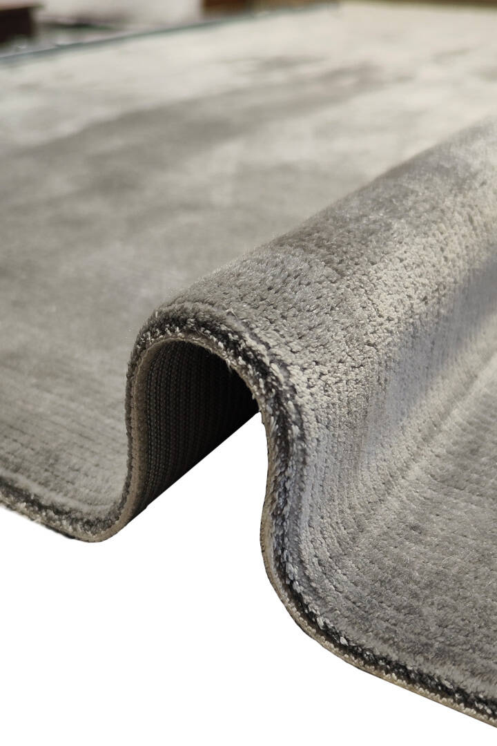 Modern Belmond Sade Tek Renk İpeksi Bambu Halı Bl02 Koyu Gri - 2