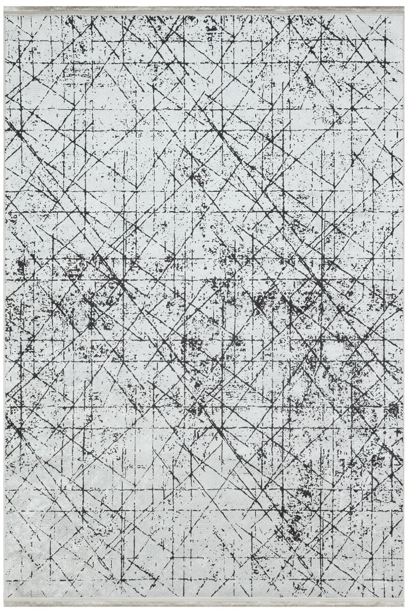 Modern Çizgi Desenli Pamuk Taban Dijital Baskılı Yıkanabilir Halı Siyah - Frenda