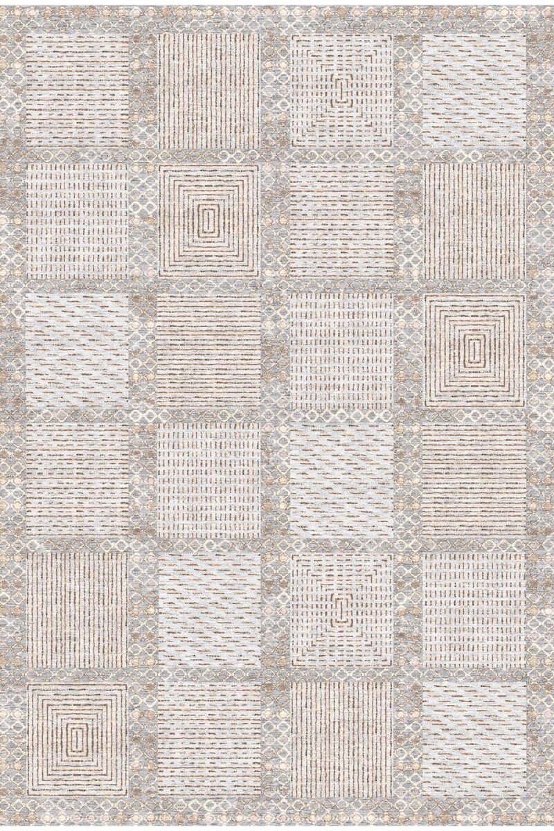 Modern Desen Dokuma Taban Yıkanabilir Halı Gri - Frenda