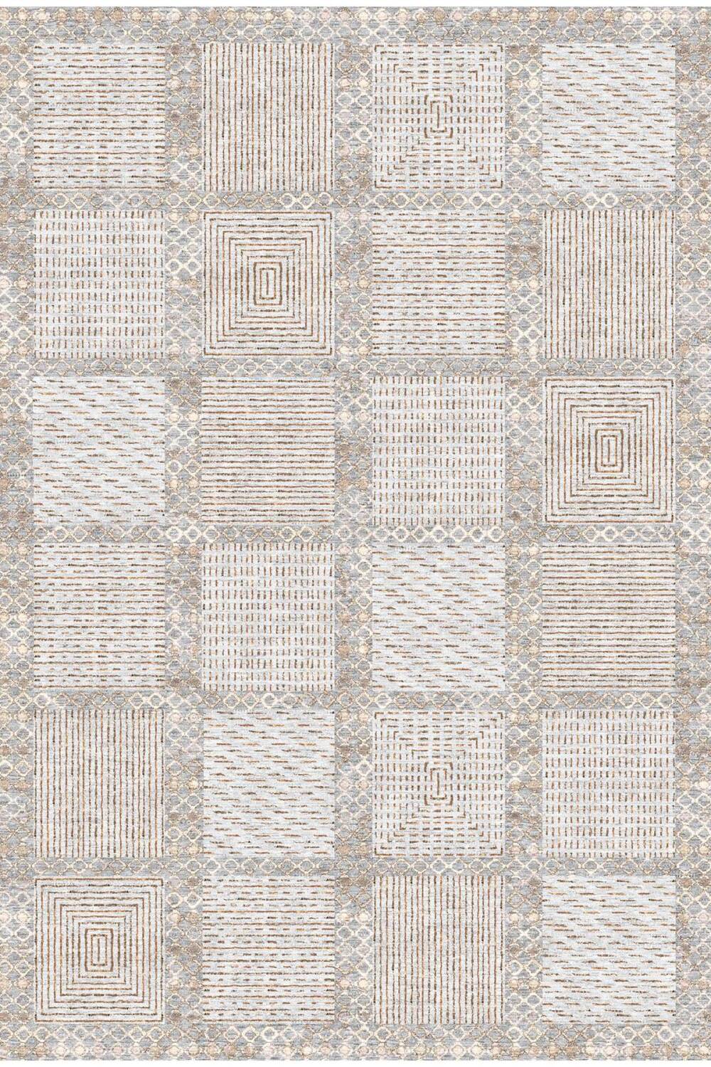 Modern Desen Dokuma Taban Yıkanabilir Halı Gri - 1