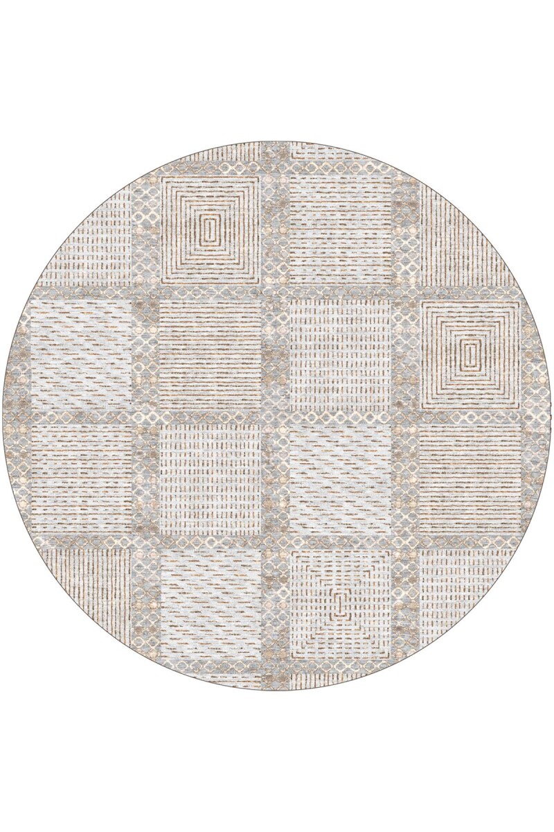 Modern Desen Dokuma Taban Yıkanabilir Yuvarlak Halı - Frenda (1)