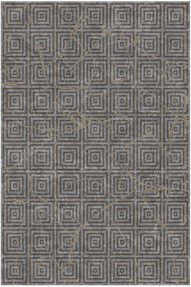 Modern Desen Pamuk Taban Yıkanabilir Dekoratif Halı Antrasit - Frenda