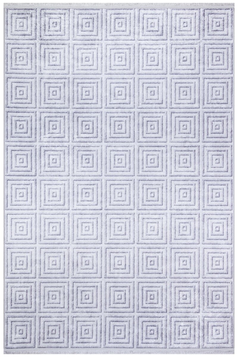 Modern Desen Pamuk Taban Yıkanabilir Dekoratif Halı Gri - Frenda