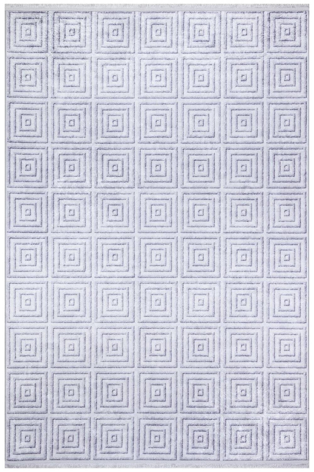 Modern Desen Pamuk Taban Yıkanabilir Dekoratif Halı Gri - 1