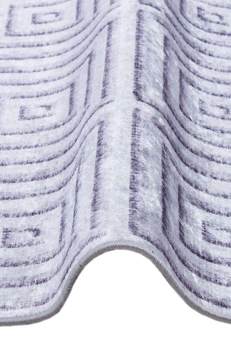 Modern Desen Pamuk Taban Yıkanabilir Dekoratif Halı Gri - 3