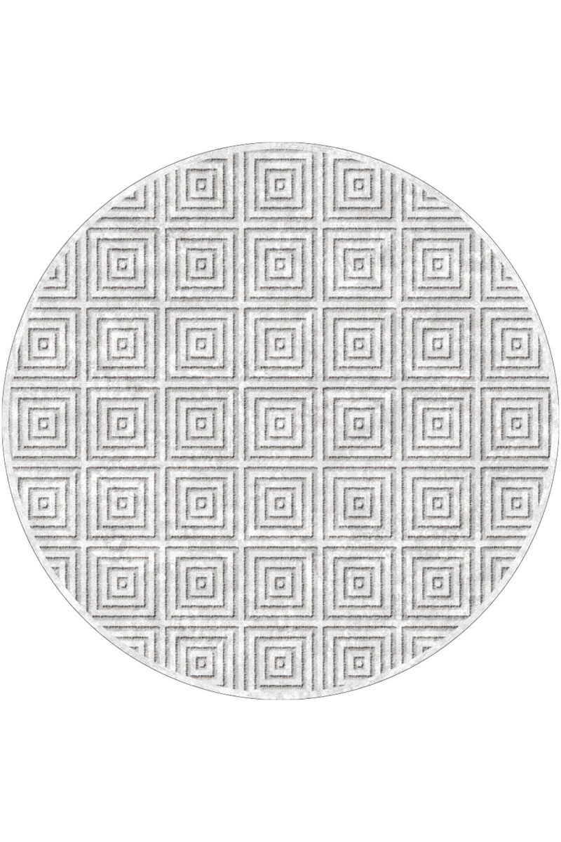 Modern Desen Pamuk Taban Yıkanabilir Dekoratif Yuvarlak Halı Gri - Frenda