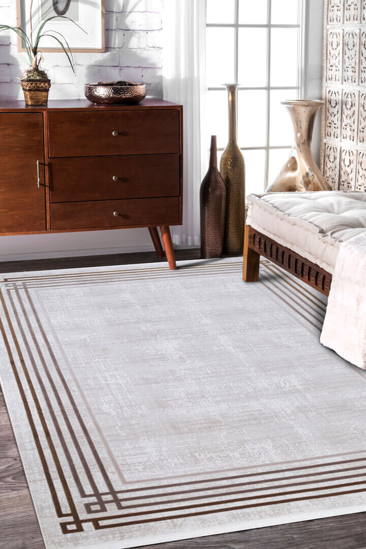 Mystik Modern Çerçeveli Halı 20405 Kahve 