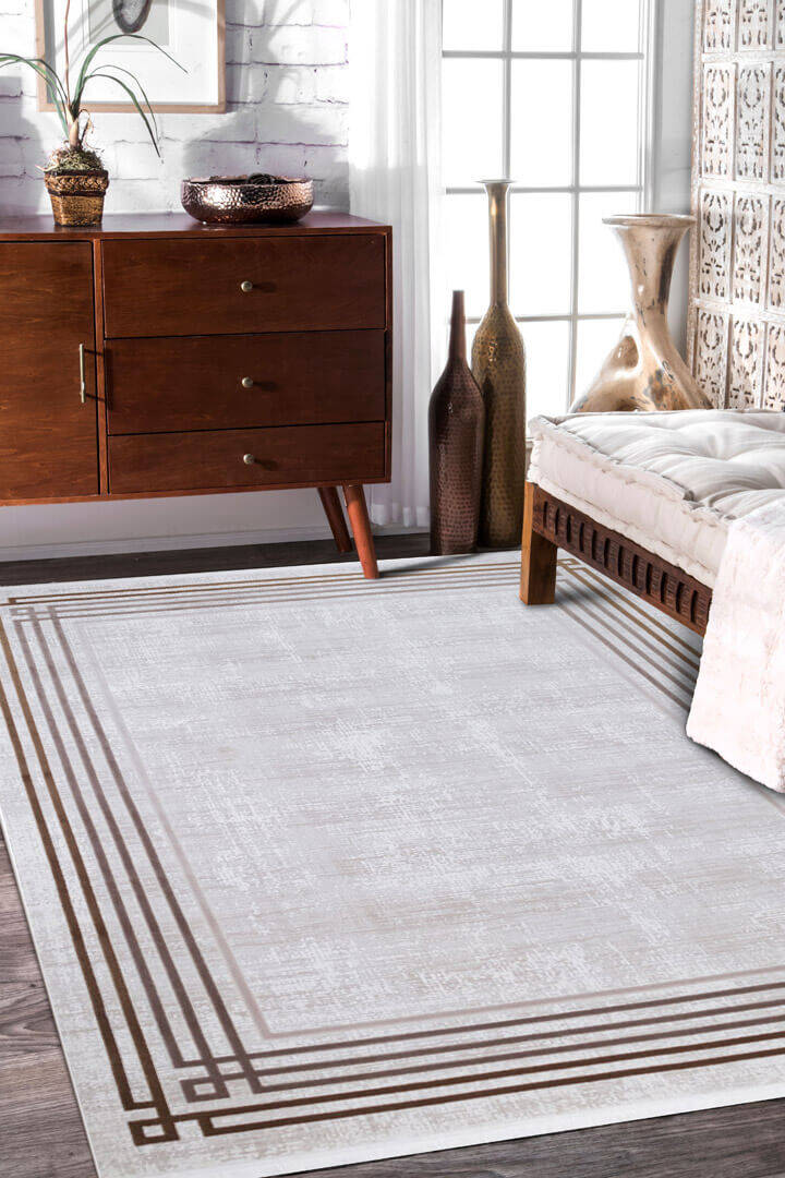 Mystik Modern Çerçeveli Halı 20405 Kahve - 1