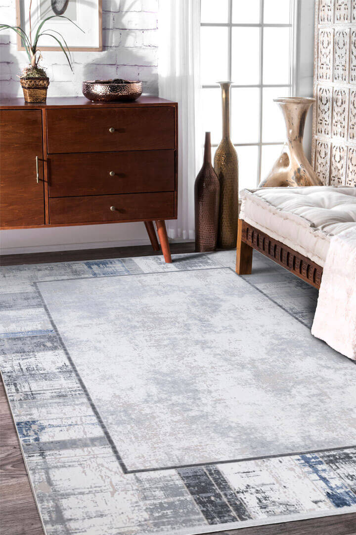 Mystik Modern Desenli Çerçeveli Halı 20390 Gri - 1