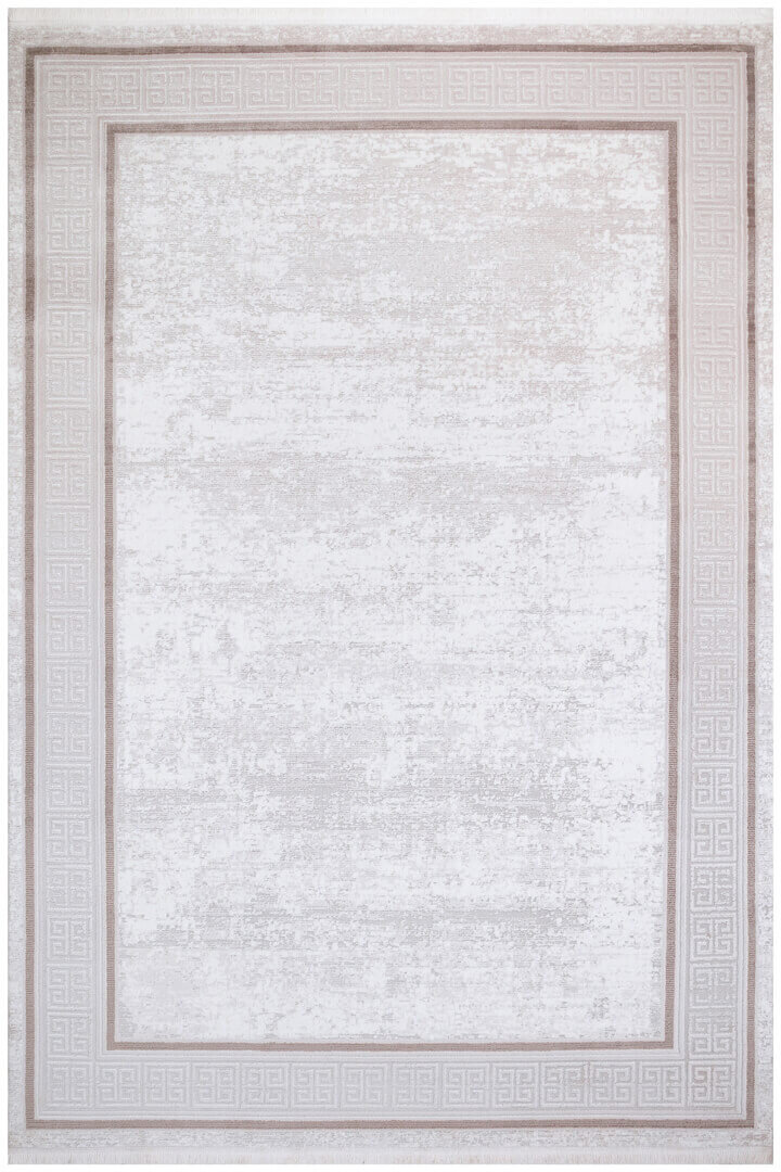 Mystik Modern Desenli Çerçeveli Halı 20433 Bej - Frenda (1)