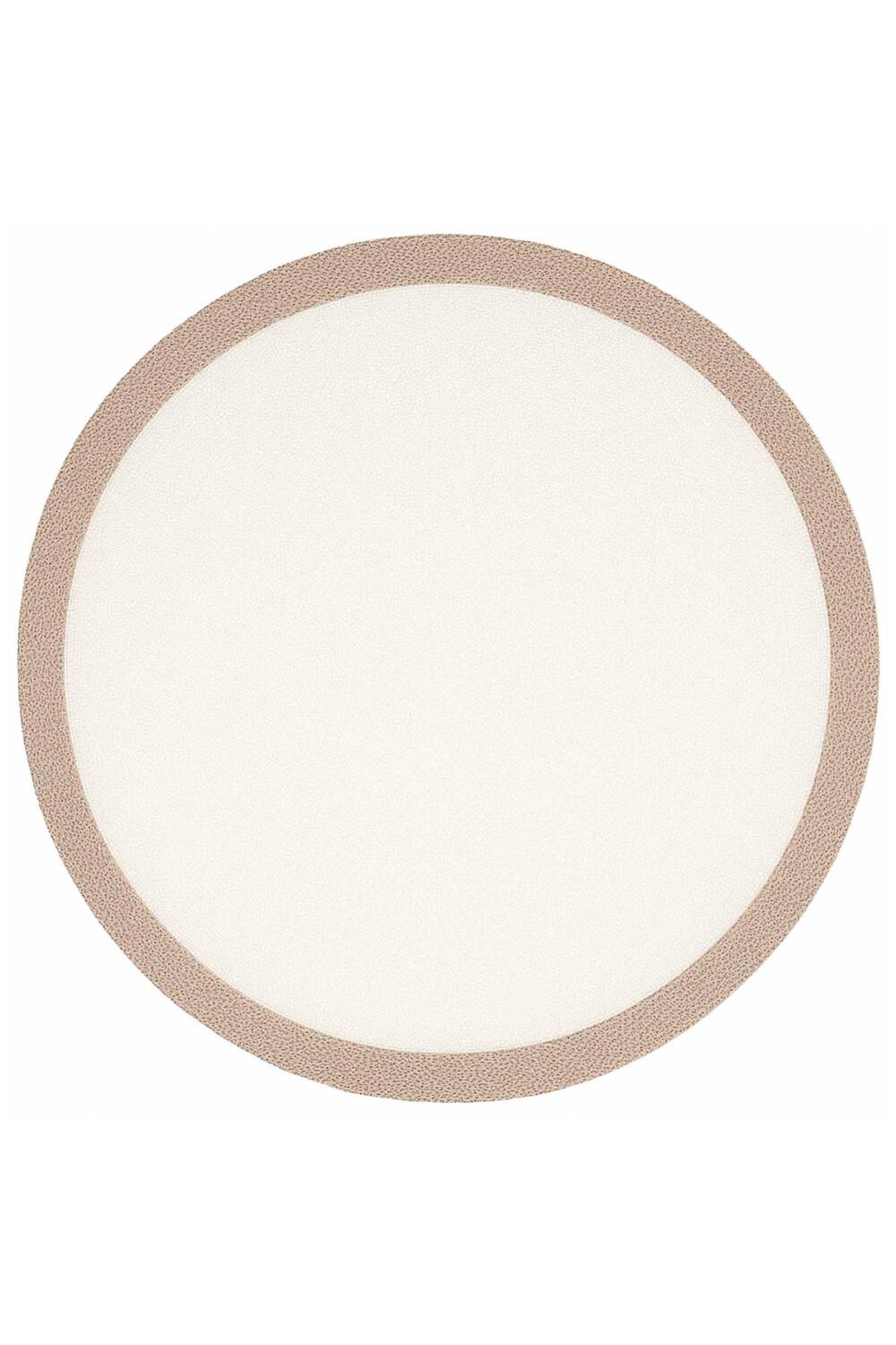 Natura Modern Hasır Görünümlü Çerçeveli Yuvarlak Halı Sütlü Kahve Krem NTR-01 - 2