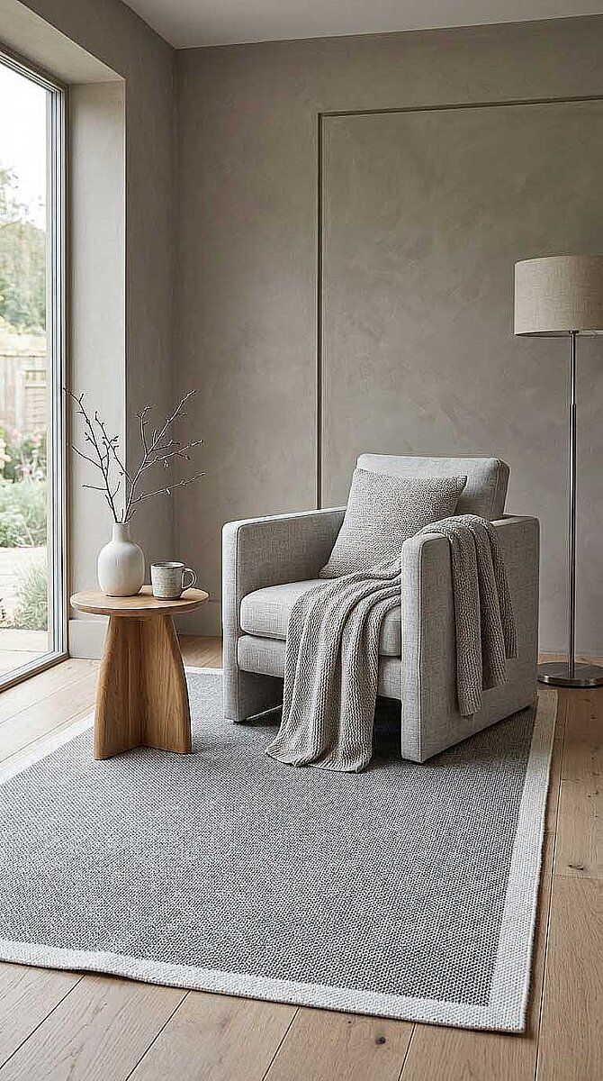 Natura Sisal Hasır Görünümlü Çerçeveli Halı Ntr09 Krem-Gri 