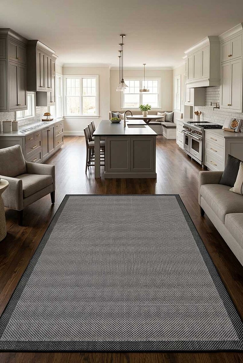 Natura Sisal Hasır Görünümlü Çerçeveli Halı Ntr20 Siyah-Antrasit - Frenda