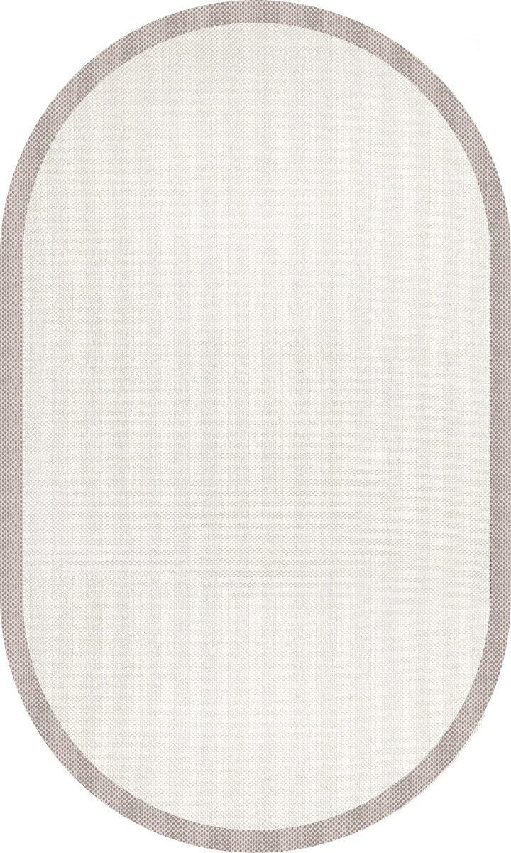 Natura Sisal Hasır Görünümlü Çerçeveli Oval Halı Ntr01 Sütlü Kahve-Krem - Frenda