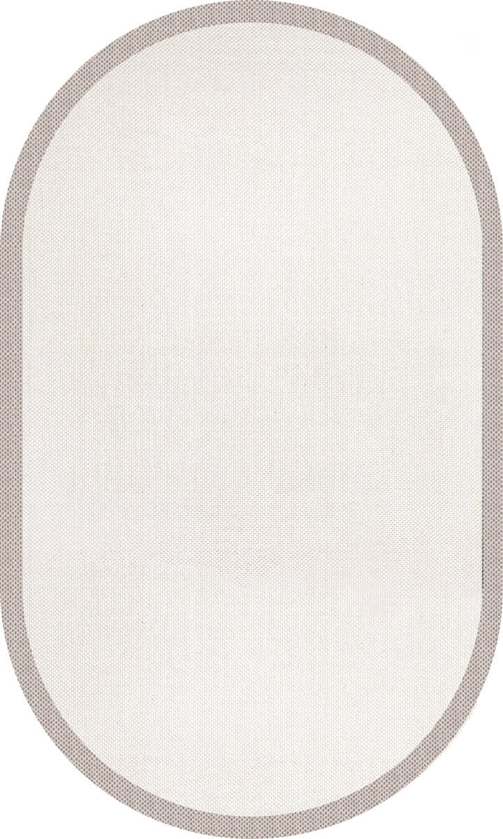 Natura Sisal Hasır Görünümlü Çerçeveli Oval Halı Ntr01 Sütlü Kahve-Krem - 1