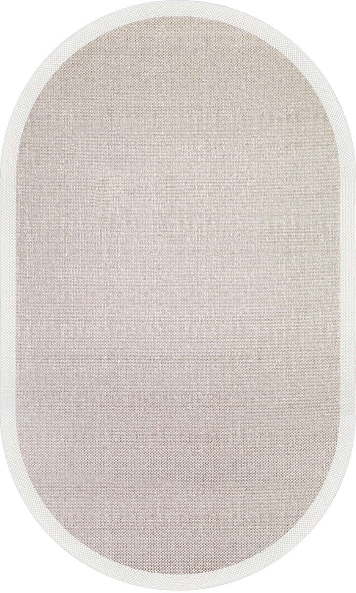 Natura Sisal Hasır Görünümlü Çerçeveli Oval Halı Ntr02 Krem-Sütlü Kahve 