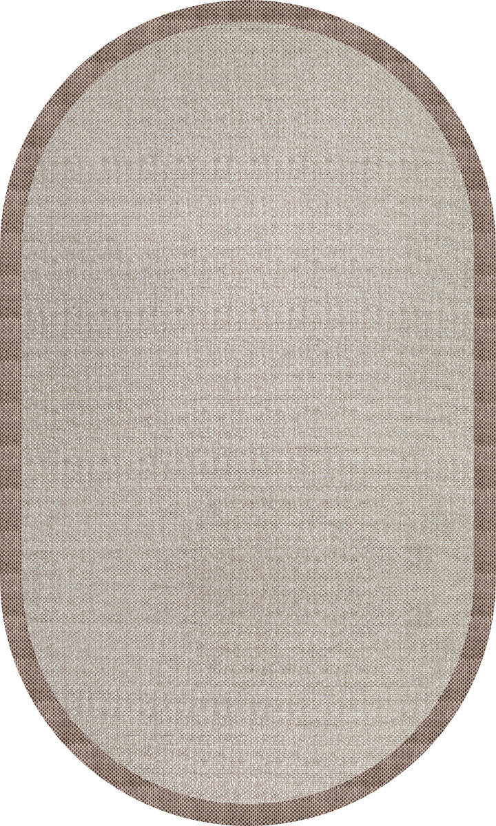 Natura Sisal Hasır Görünümlü Çerçeveli Oval Halı Ntr04 Kahve-Sütlü Kahve - 1