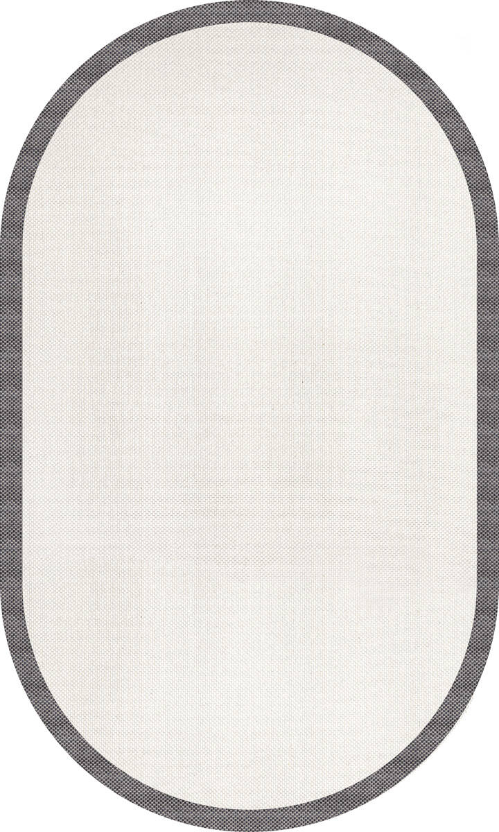 Natura Sisal Hasır Görünümlü Çerçeveli Oval Halı Ntr05 Antrasit-Krem - 1