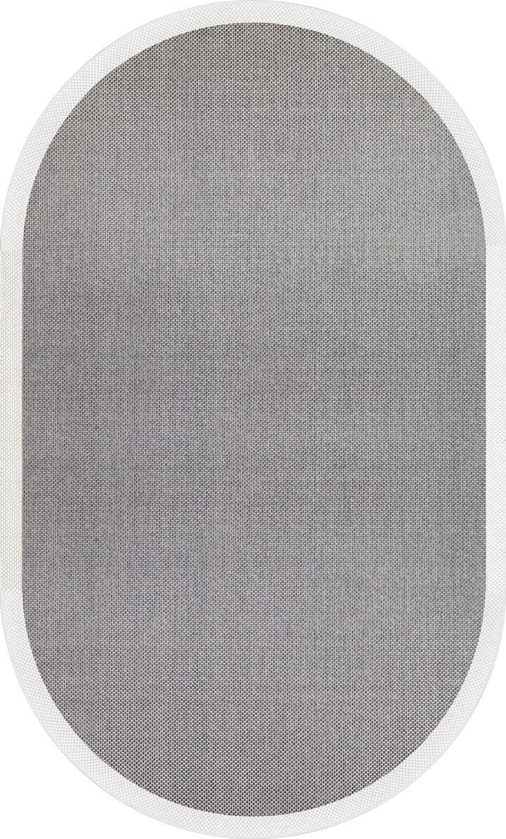 Natura Sisal Hasır Görünümlü Çerçeveli Oval Halı Ntr06 Krem-Antrasit 