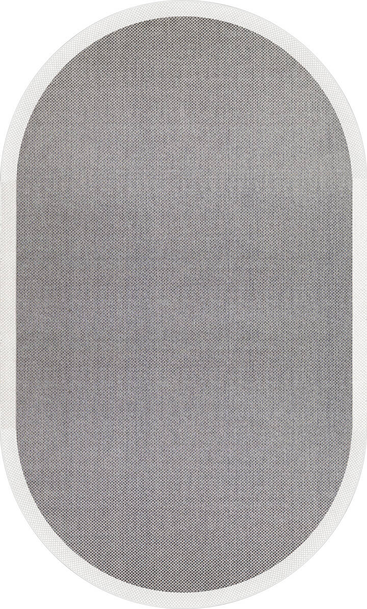 Natura Sisal Hasır Görünümlü Çerçeveli Oval Halı Ntr06 Krem-Antrasit - 1