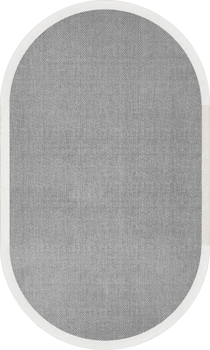 Natura Sisal Hasır Görünümlü Çerçeveli Oval Halı Ntr09 Krem-Gri 