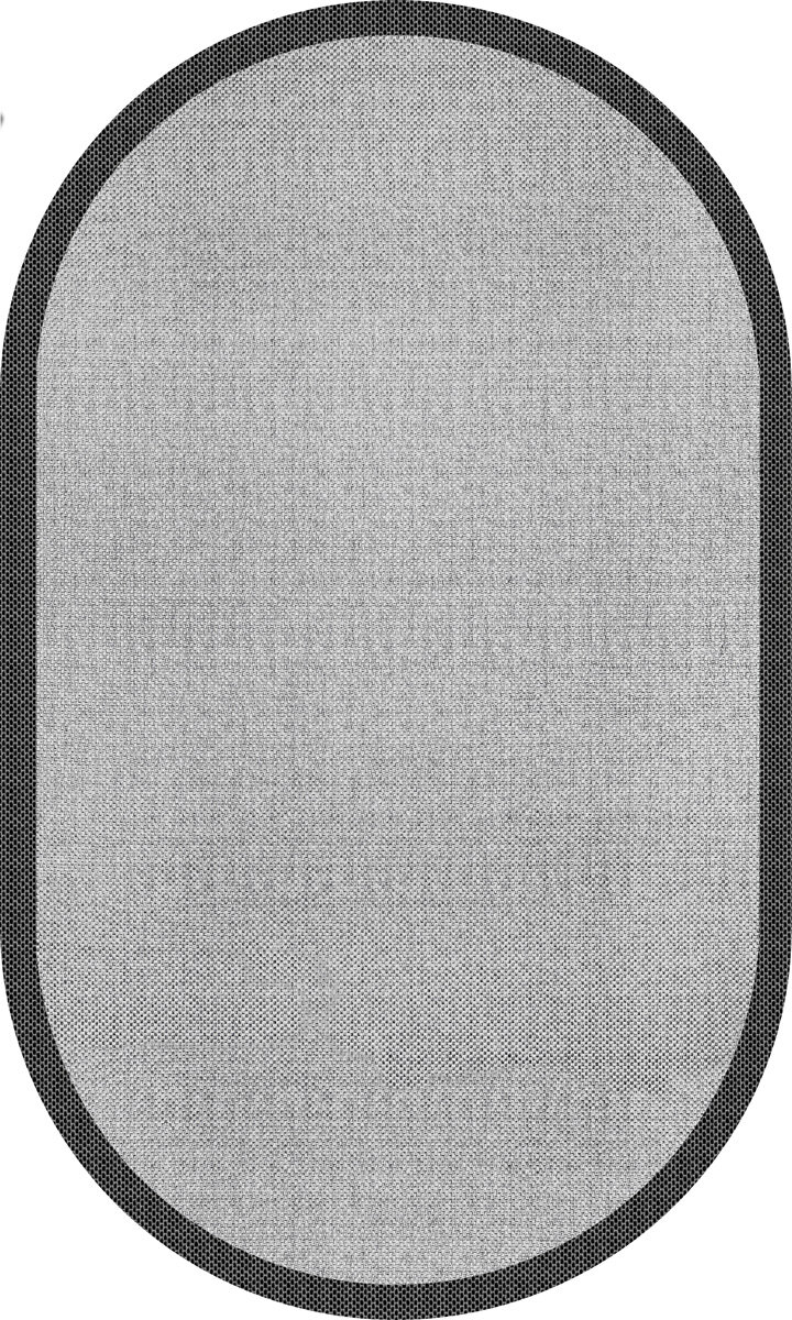 Natura Sisal Hasır Görünümlü Çerçeveli Oval Halı Ntr10 Siyah-Gri 