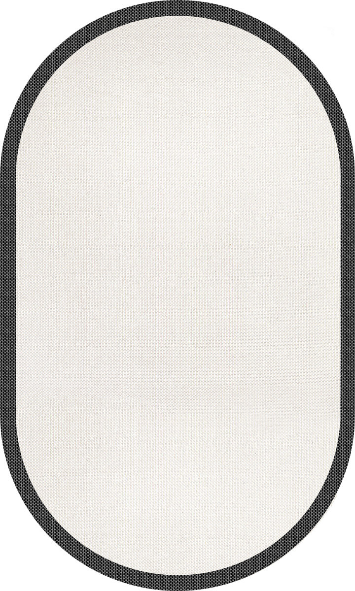 Natura Sisal Hasır Görünümlü Çerçeveli Oval Halı Ntr11 Siyah-Krem 