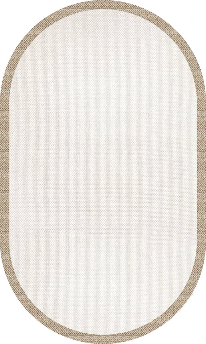 Natura Sisal Hasır Görünümlü Çerçeveli Oval Halı Ntr12 Bej-Krem - 1