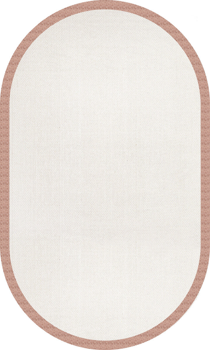 Natura Sisal Hasır Görünümlü Çerçeveli Oval Halı Ntr13 Terra-Krem 