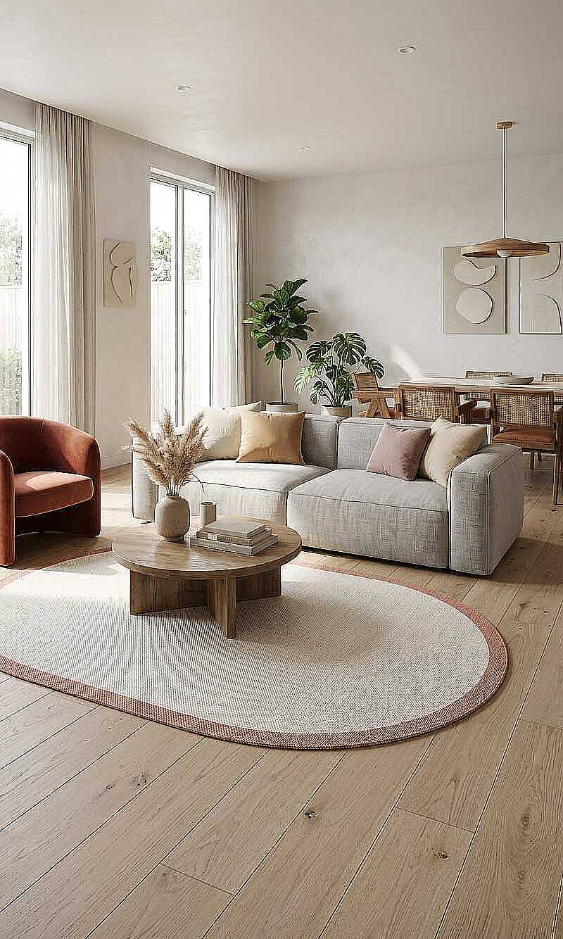 Natura Sisal Hasır Görünümlü Çerçeveli Oval Halı Ntr13 Terra-Krem - 1